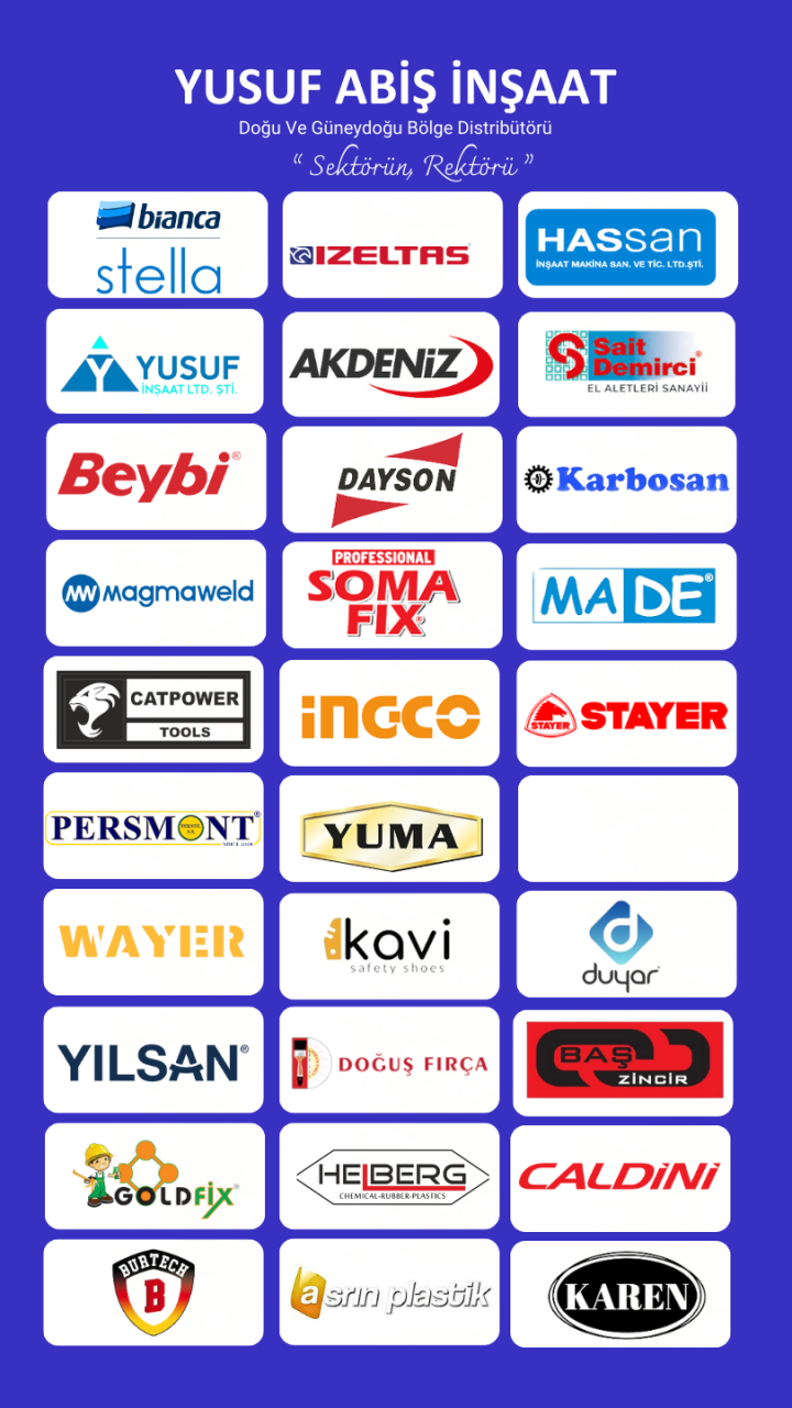 YUSUF ABİŞ, BÜTÜN BU MARKALAR İLE HİZMETİNİZDE!