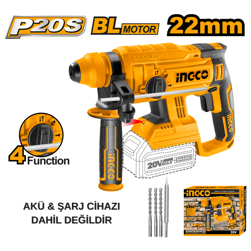 20V Kömürsüz Li-ion Akülü Kırıcı Delici Matkap
