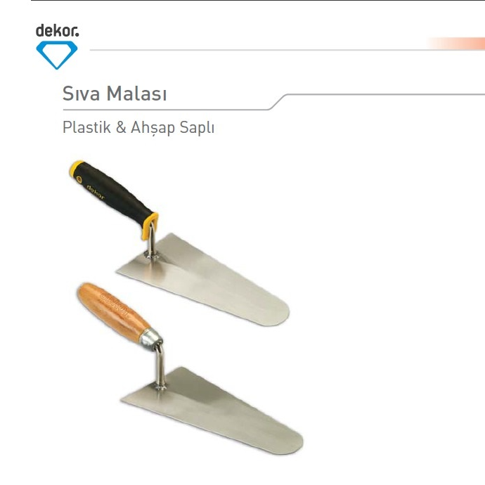 HASSAN DEKOR 26 CM Sıva Malası – Ahşap Saplı, Yay Çeliği