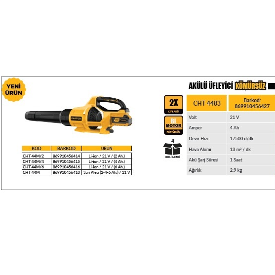 CHT-4483 21V Akülü Üfleyici