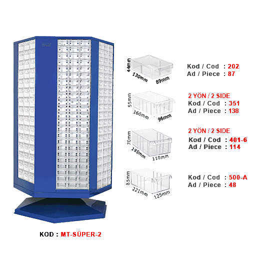 Hipaş MT Süper 2 Döner Dolap – 387 Çekmeceli
