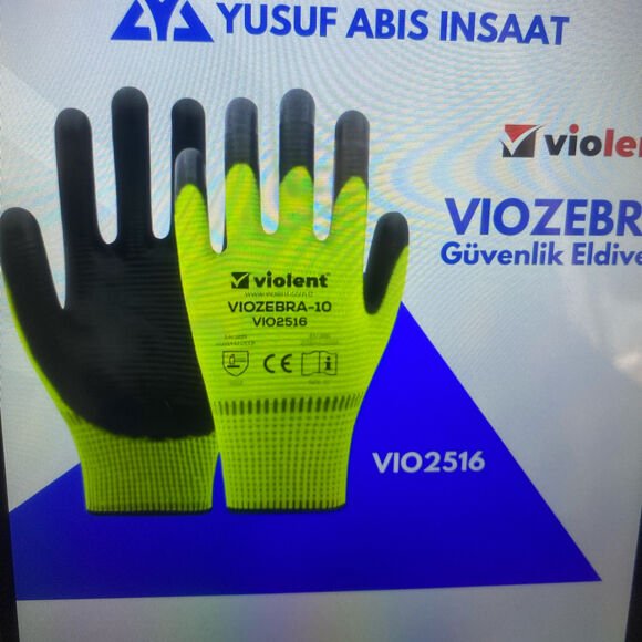 Viozebra Nitril Kaplı Zebra Eldiven No:10 (Fosforlu Sarı-Siyah)