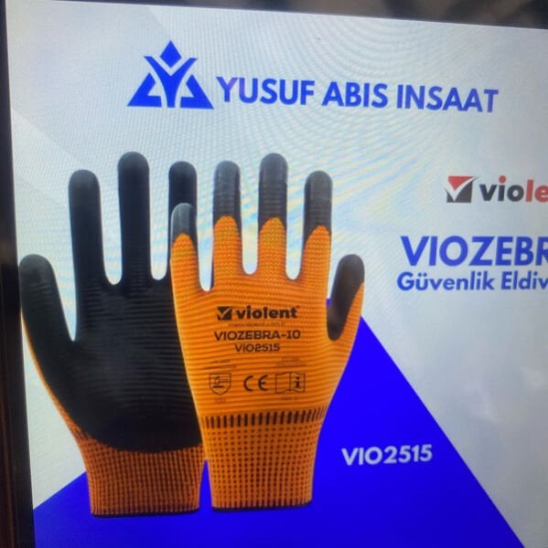 Viozebra Nitril Kaplı Zebra Eldiven No:10 (Turuncu-Siyah)