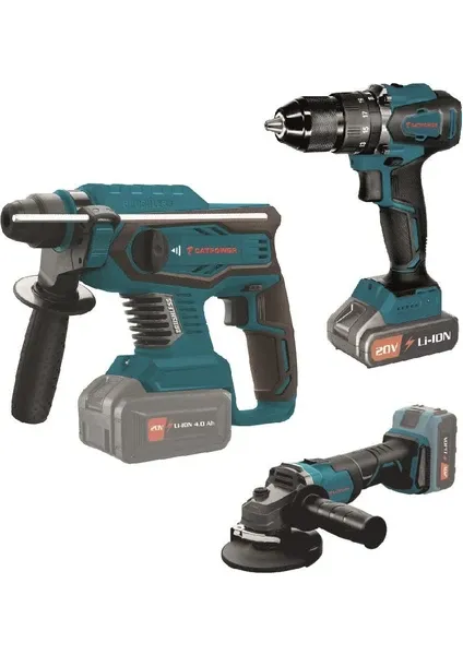 CATPOWER 4130 3'lü Süper Set Vidalama, Kırıcı, Taşlama 3 Makina 20V