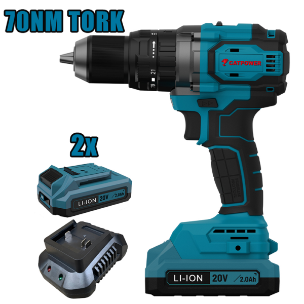 CAT4212SET-AKÜLÜ DARBELİ VİDALAMA Li-ion 70NM (MAKİNE) KÖMÜRSÜZ 13 MM +(4.0 Ah Akü)+(Hızlı Şarj Cihazı)