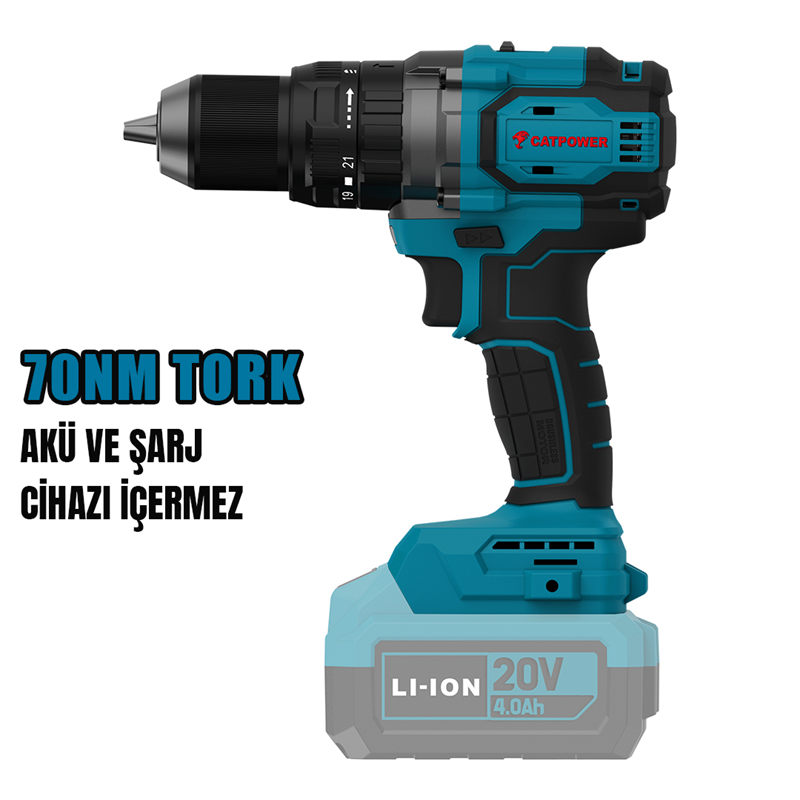 CAT4212 Akülü Darbeli Vidalama Li-ion 70NM (Makine) Kömürsüz 13 mm 20V 2.0 Ah