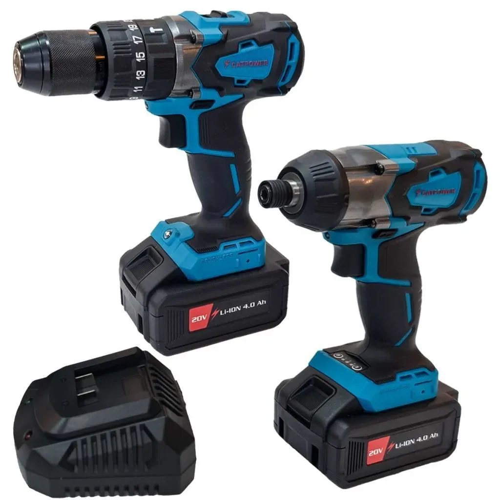 Catpower 20V Kömürsüz Akülü Darbeli Matkap & Torklu Vidalama Seti -2 Akülü