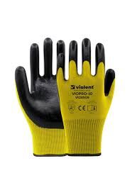 VIOPRO Nitril Kaplı Örme Eldiven Sarı-Siyah No: 10
