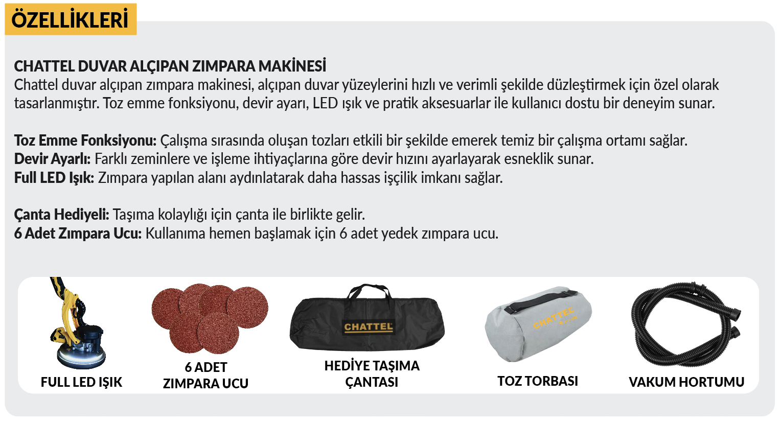 Chattel Duvar ve Alçıpan Zımpara Makinesi