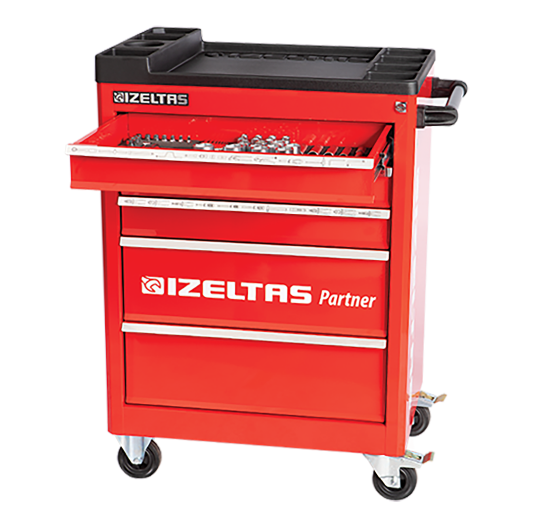 İzeltaş Partner Serisi Takım Dolabı 5 Çekmeceli Kırmızı (Dolu-118)