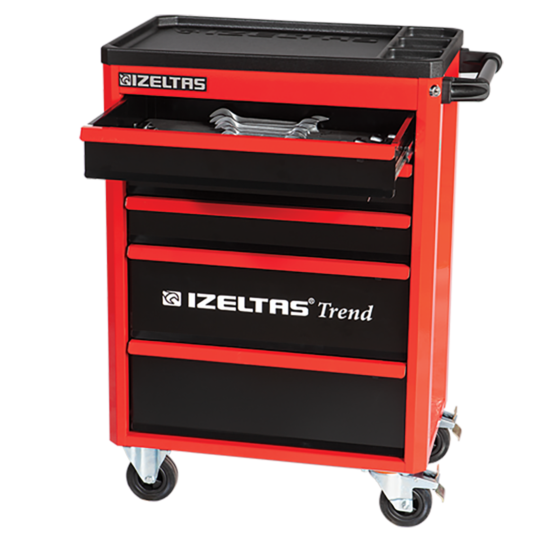 İzeltaş Trend Serisi Takım Dolabı 5 Çekmeceli Kırmızı Gövde - Siyah Çekmece